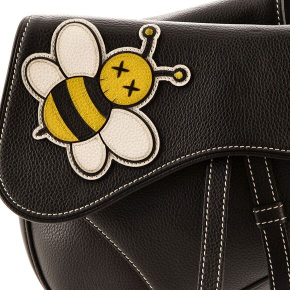 Christian Dior KAWS Saddle Crossbody Bag Leather with Applique Black - Picture 6 of 8